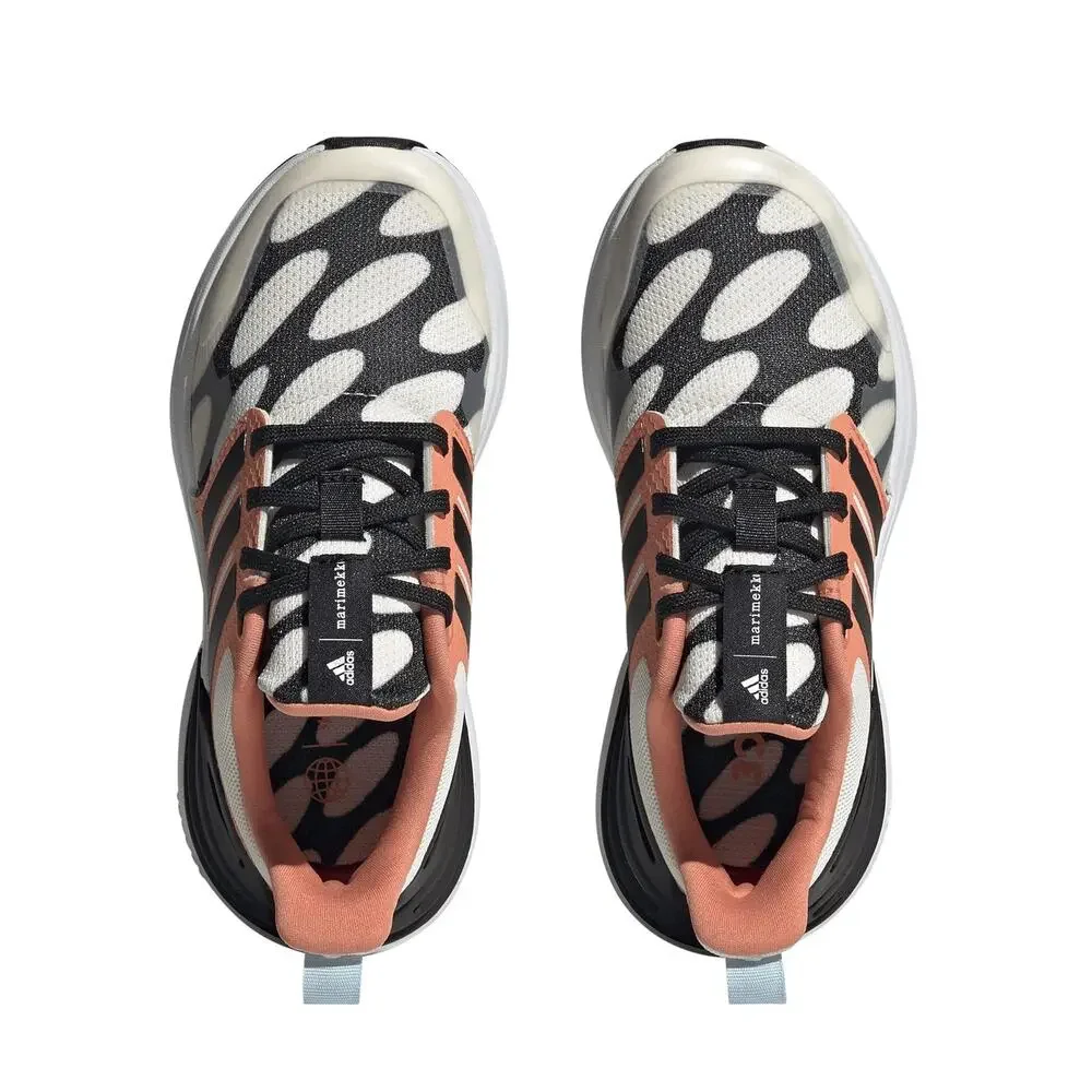 ADIDAS BOY'S RAPIDASPORT MARIMEKKO CLOUD WHITE/BLACK/SEMI CORAL 4.5 BIG KID M